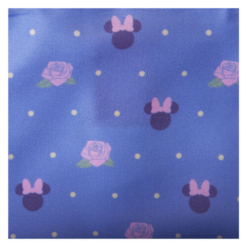 Bolso bandolera Loungefly Minnie Disney con diseño floral rosa y azul pastel
interior